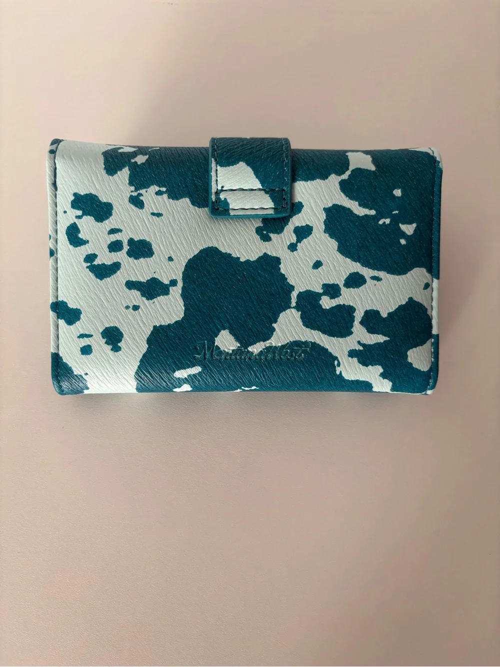 Montana West Teal and Light Blue Cowhide-Print Card Holder Wallet